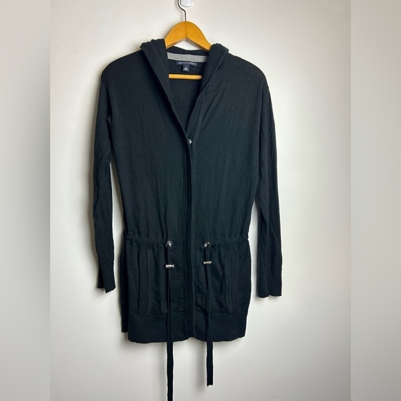 VTG Y2K Banana Republic Black Wool Hooded Cardigan Jacket Sz S Street wear - Picture 1 of 13